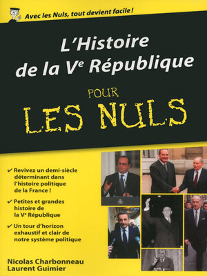 cover image of Histoire de la Vème république pour les Nuls, édition poche